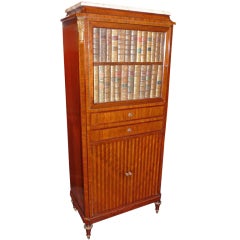 Antique French Faux Book Cabinet with Tambour Slide