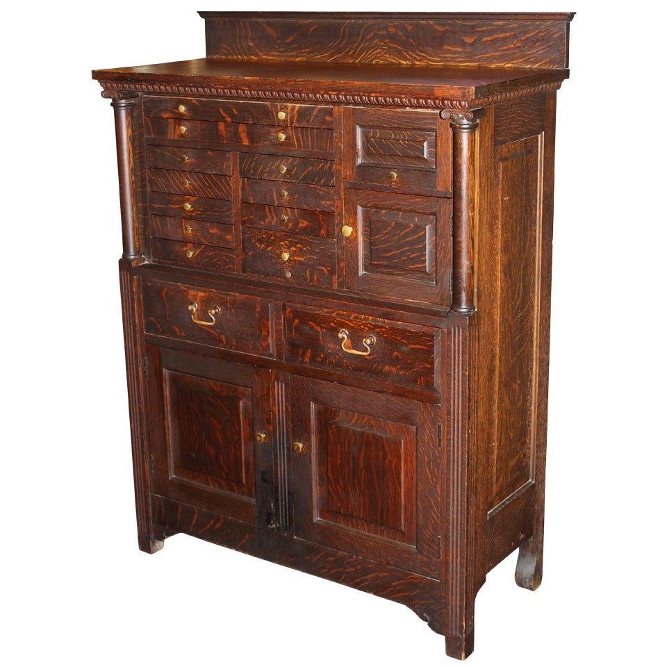 Early 20th C American Cabinet Company Oak Dental Cabinet