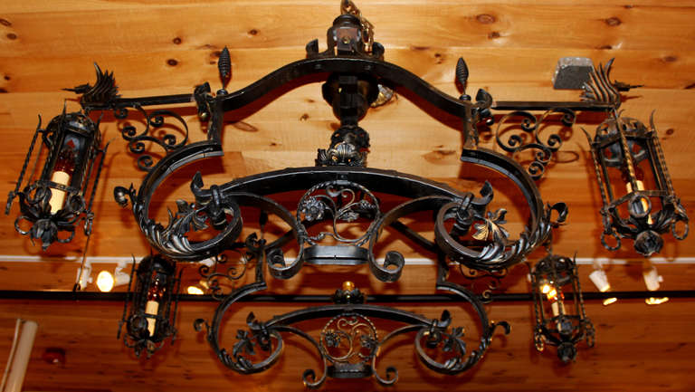 Vintage Gothic Revival Iron Chandelier