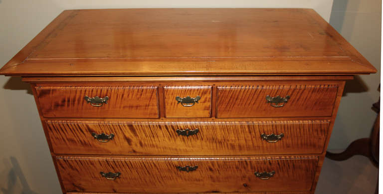 18th Century and Earlier 18th c Chippendale Tiger Maple Chest