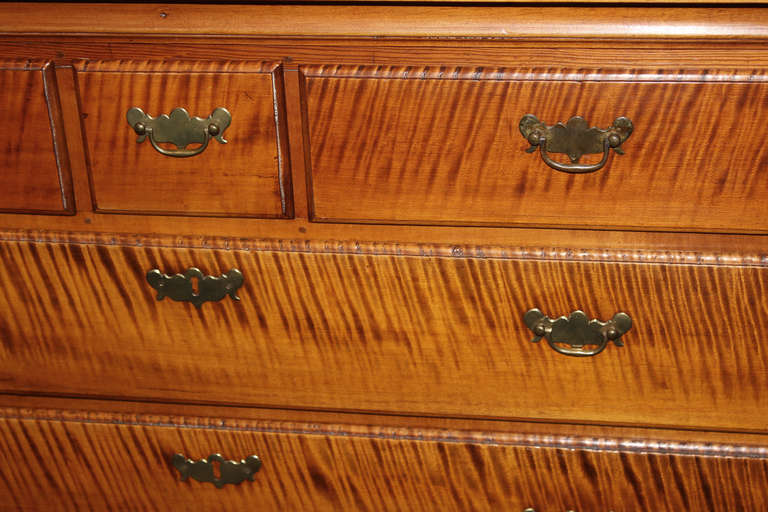 18th c Chippendale Tiger Maple Chest 2