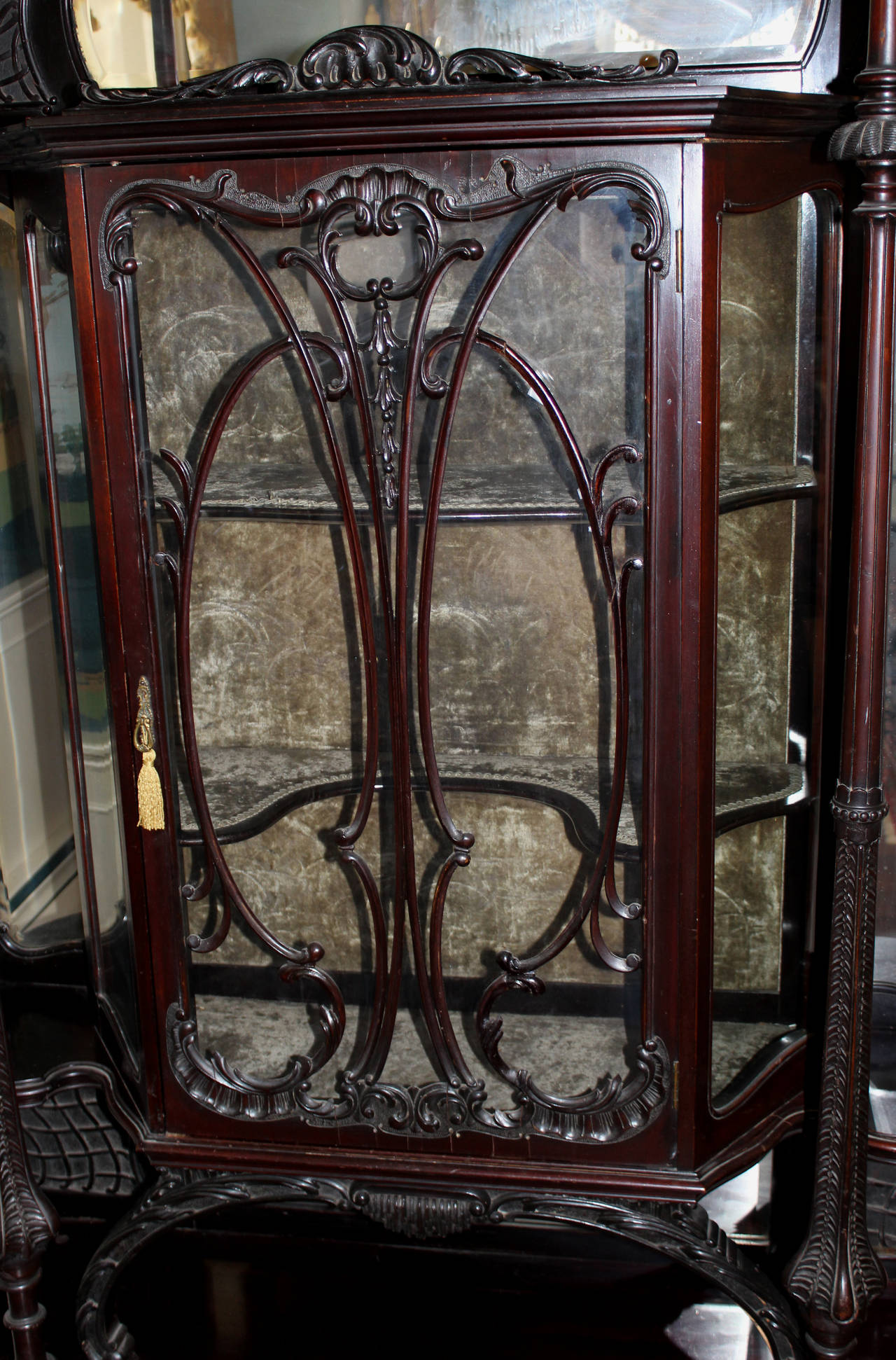 English Spectacular Chinese Chippendale Display Cabinet by D.Hibbert, England