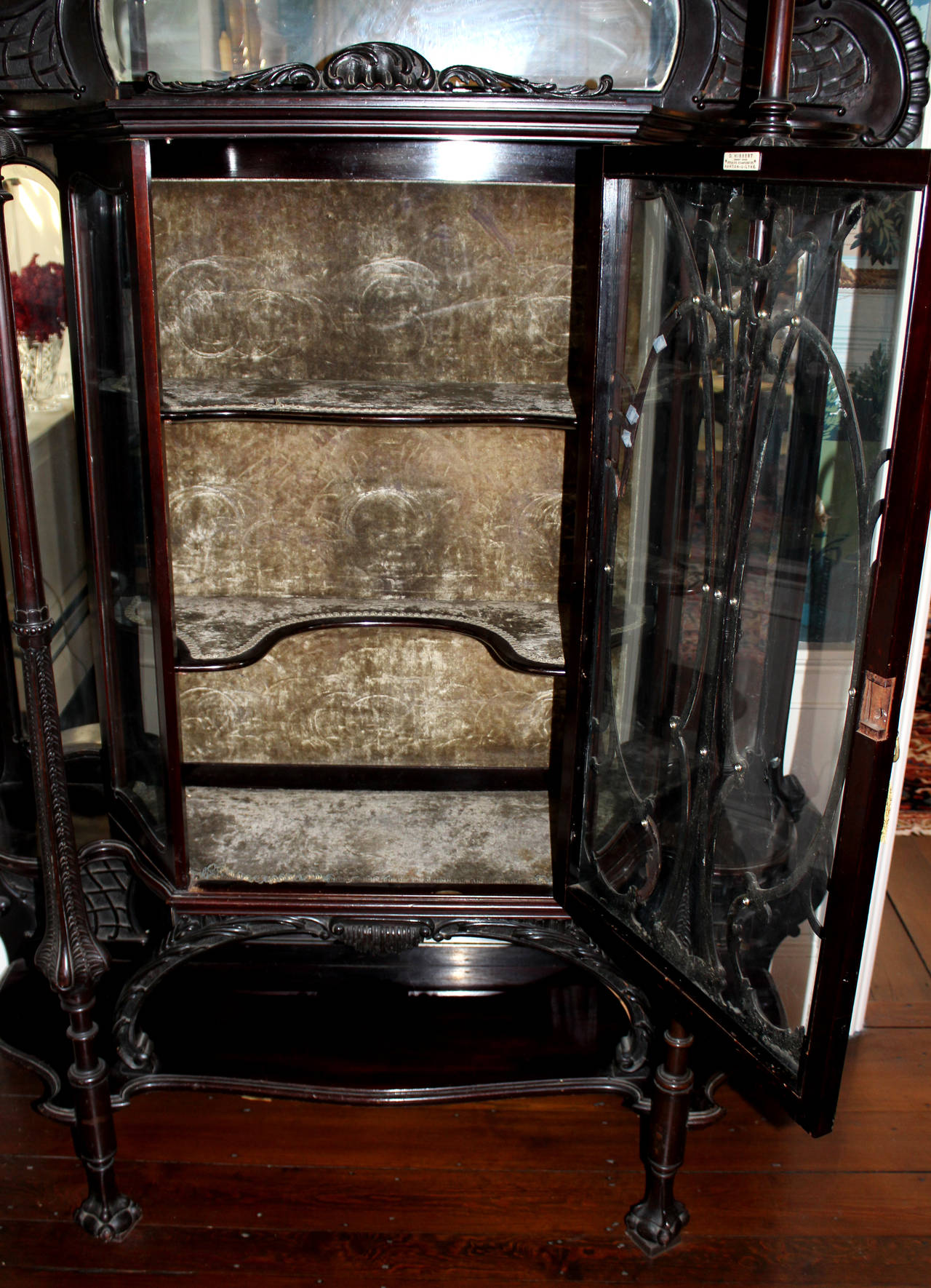 Mahogany Spectacular Chinese Chippendale Display Cabinet by D.Hibbert, England