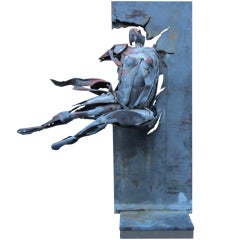 Vintage Monumental Judith Brown Metal Sculpture titled "Break Through"