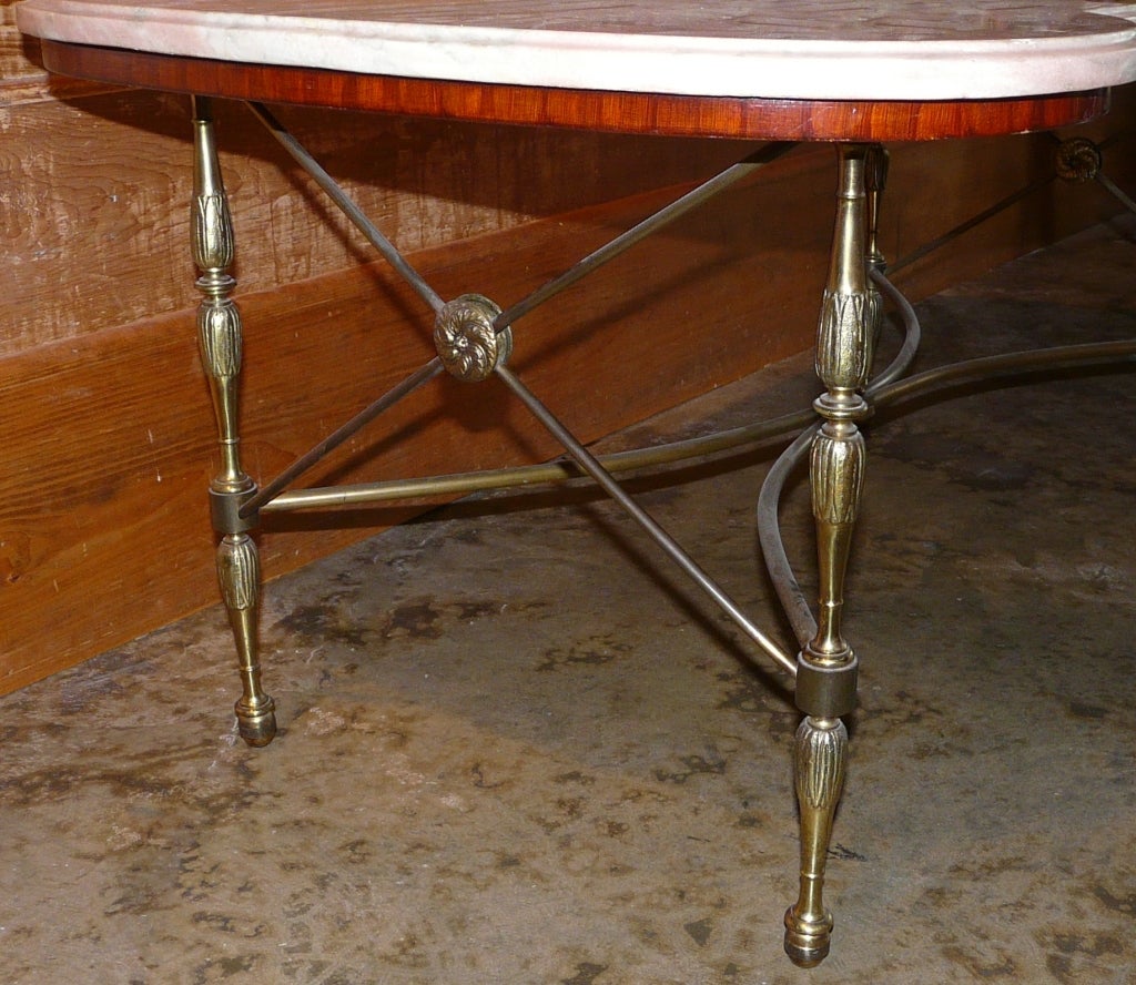 Hollywood Regency Style Italian Marble Top Coffee Table In Good Condition In Milford, NH