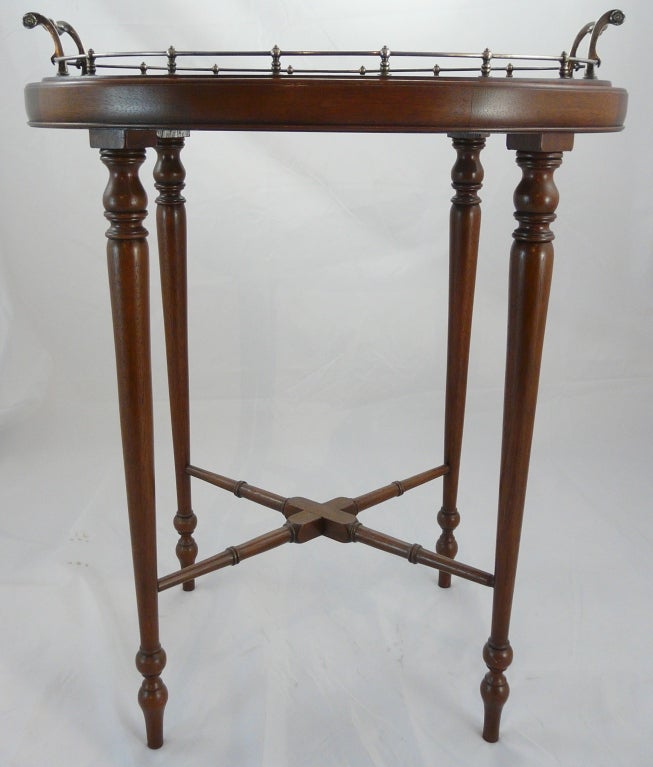 19th c. English Mahogany Tray Table with Sterling Silver Gallery
