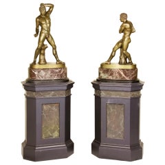 19th c. Pair of Bronzes of Fighting Boxers by Pietro Chiapparelli