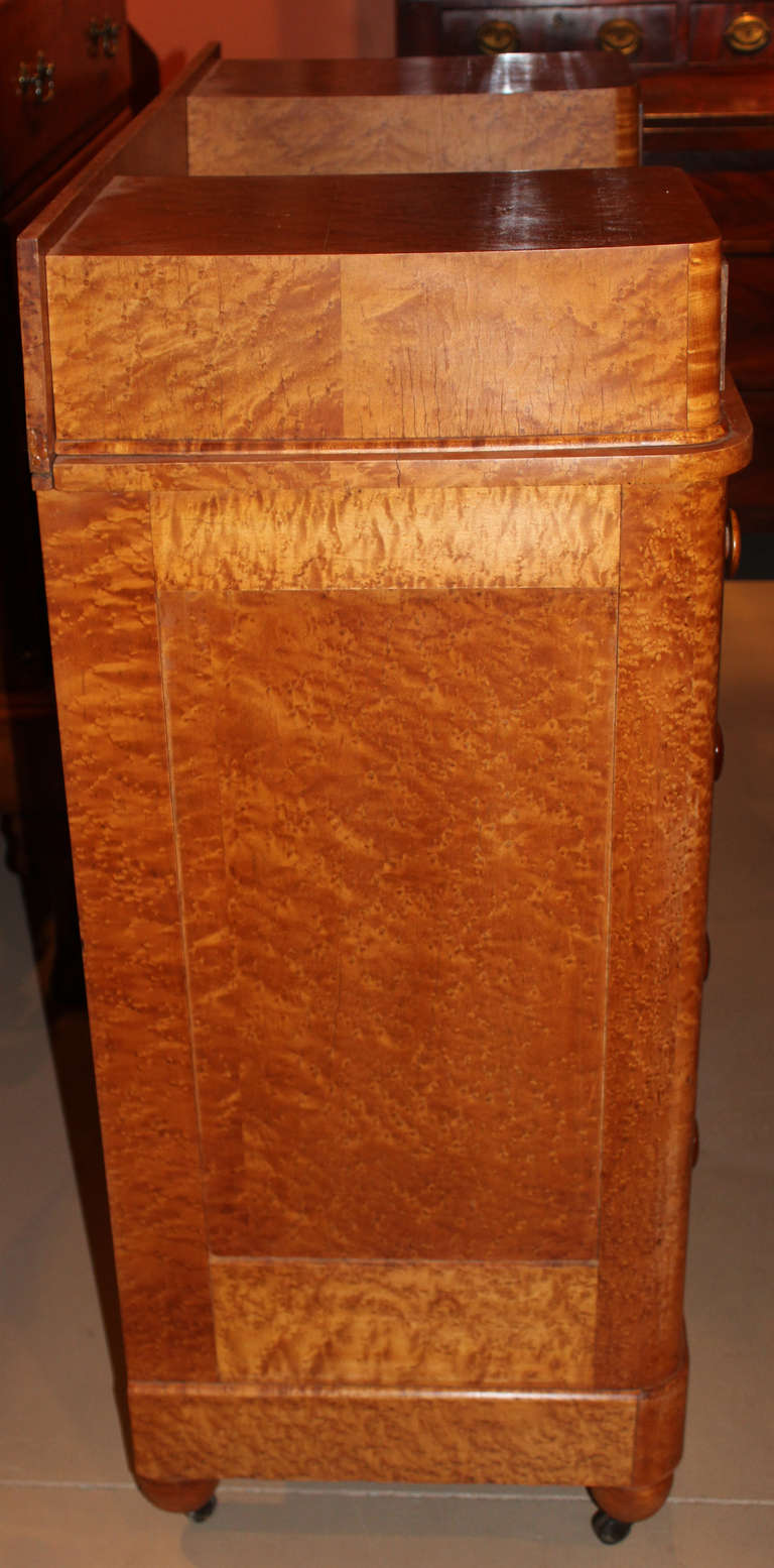 19th Century 19th c Birdseye Maple Chest of Drawers with Glove Boxes