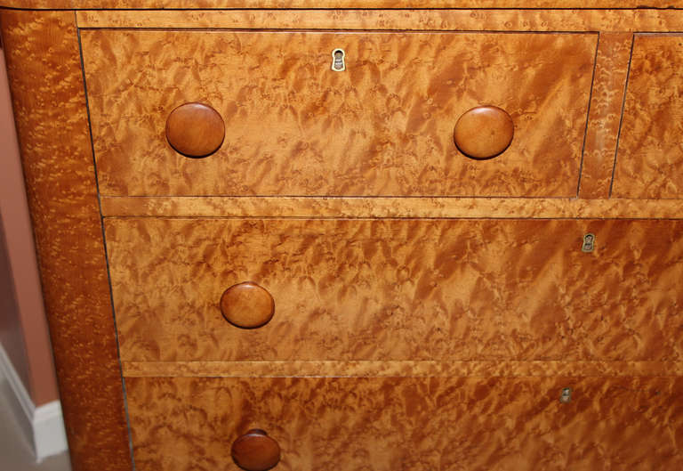 19th c Birdseye Maple Chest of Drawers with Glove Boxes 1