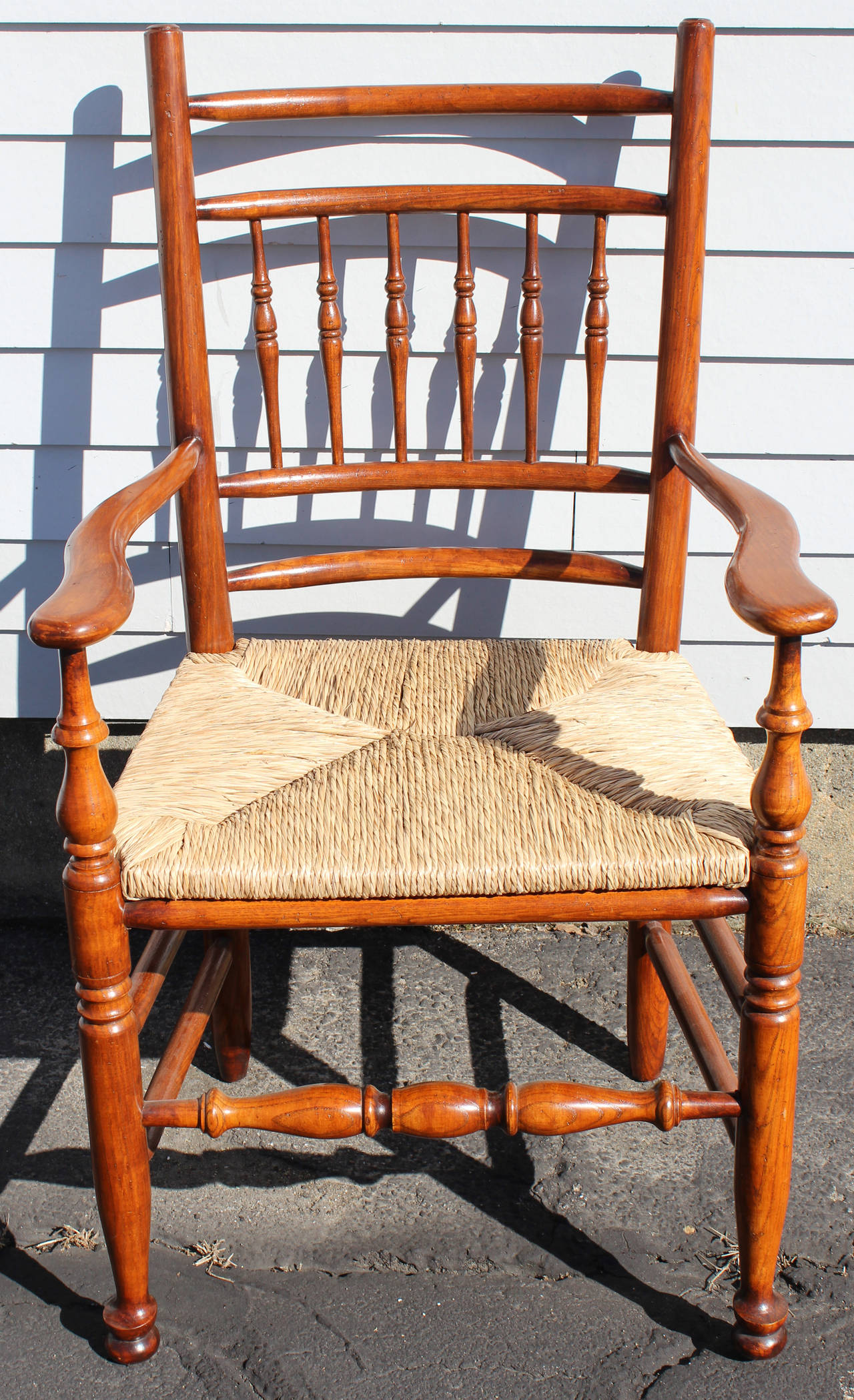 Set of Eight Irish Queen Anne Style Country Chairs in Elmwood 1