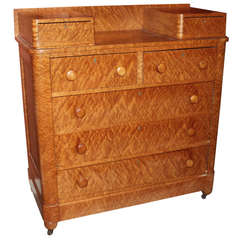 Antique 19th c Birdseye Maple Chest of Drawers with Glove Boxes