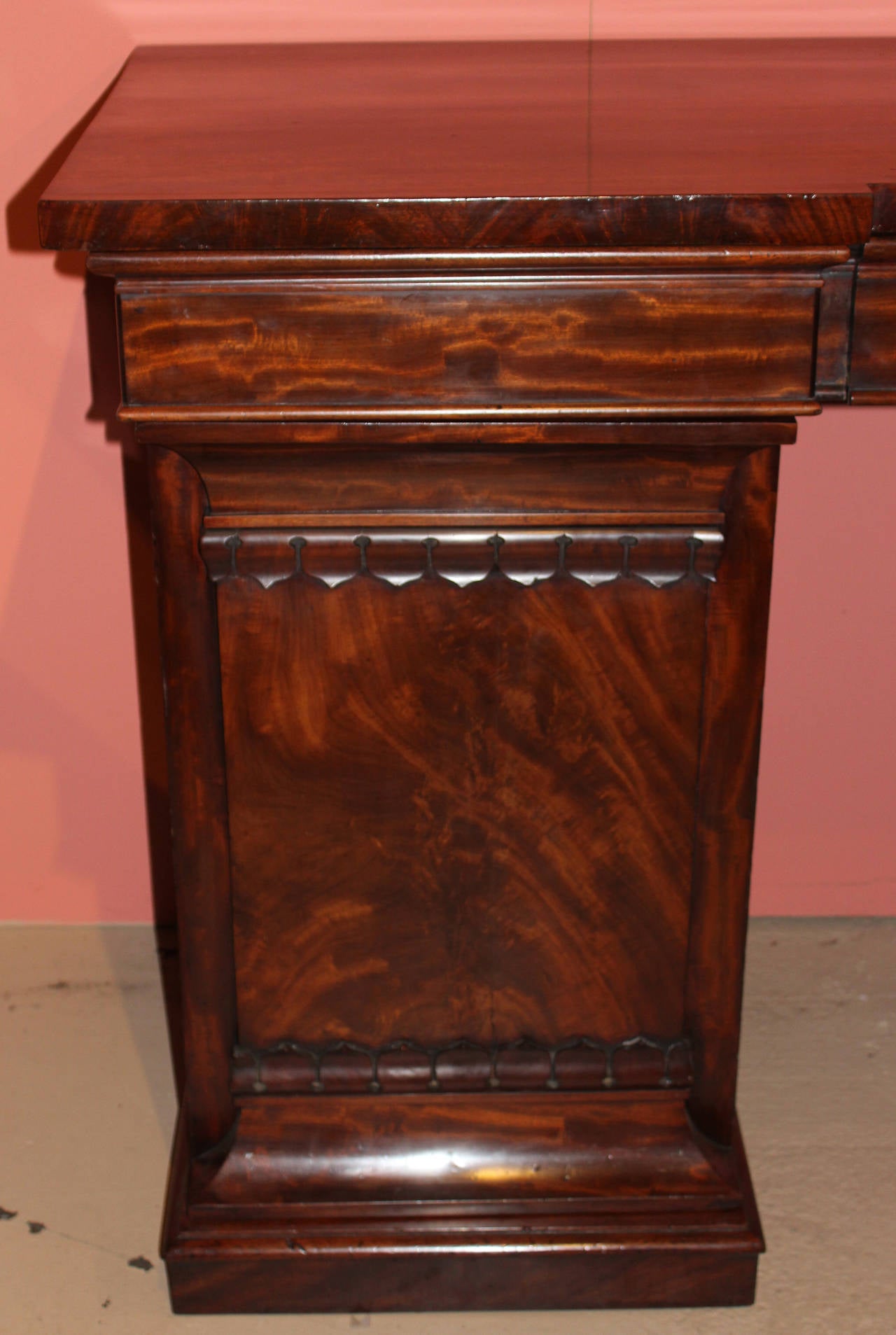 Empire Classical Mahogany Pedestal Sideboard Attributed to Vose, Boston For Sale