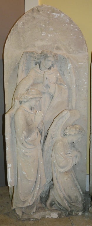 Carved Caan Limestone Angel Sculptures from London Church