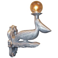 Fanciful Sconce of Aluminum in the Form of a Pelican