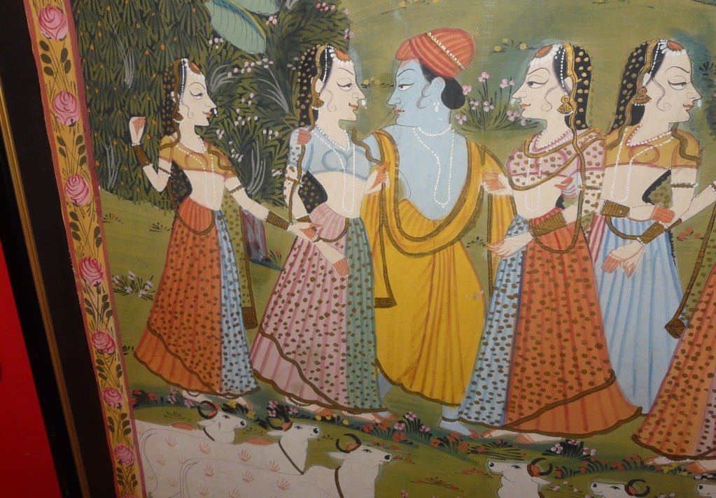 Indian Temple Hanging or Pichhavai with Krishna and Gopis 2