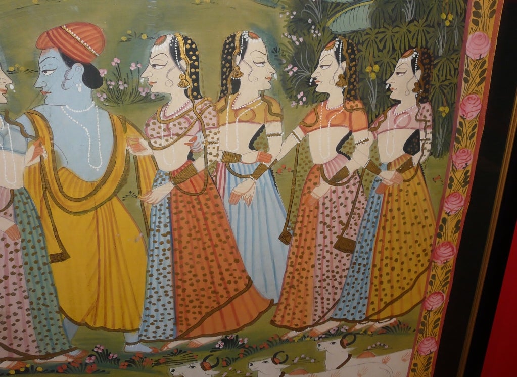 Indian Temple Hanging or Pichhavai with Krishna and Gopis 3