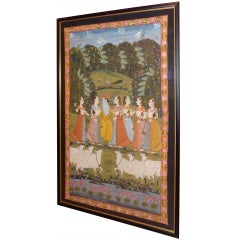 Vintage Indian Temple Hanging or Pichhavai with Krishna and Gopis