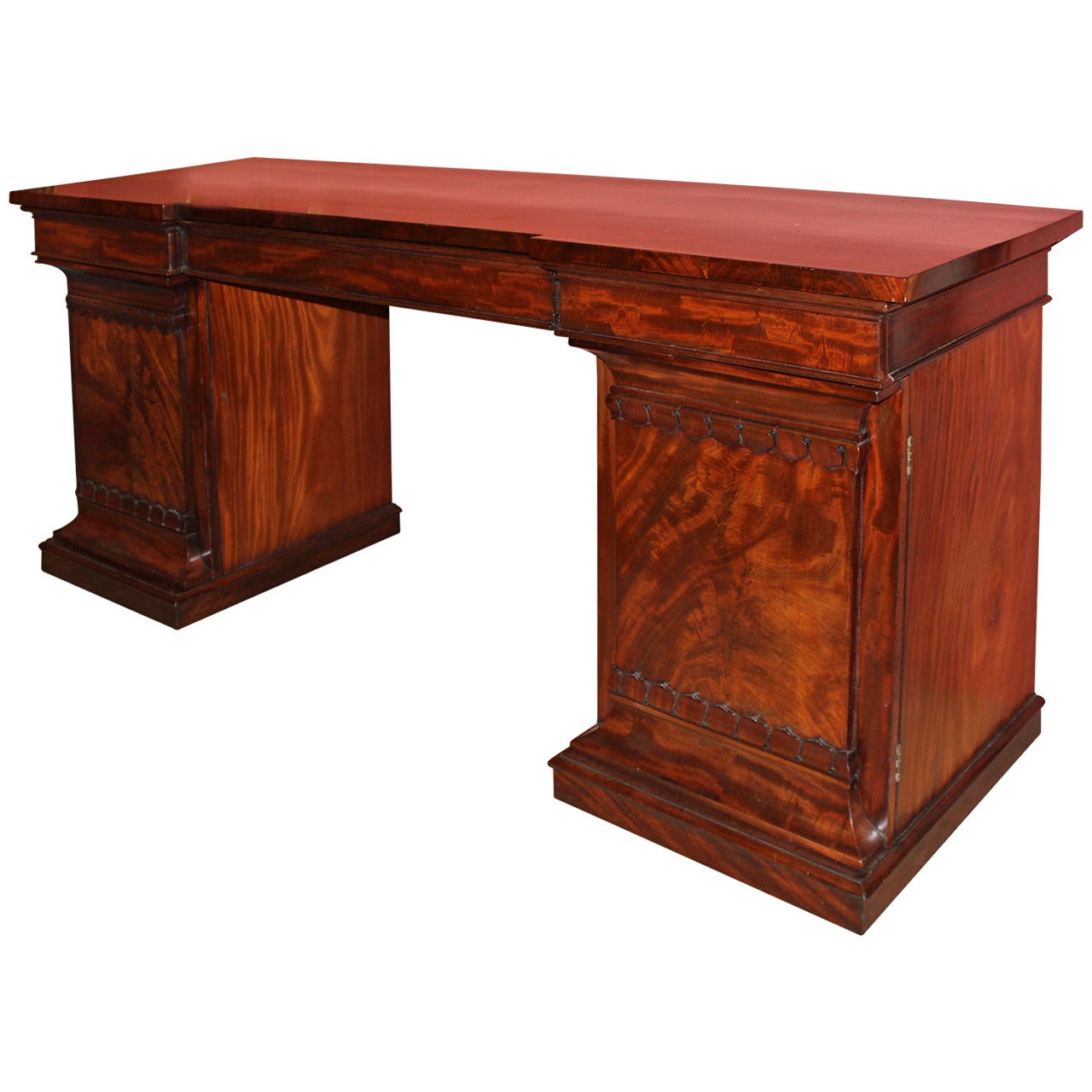 Classical Mahogany Pedestal Sideboard Attributed to Vose, Boston For Sale