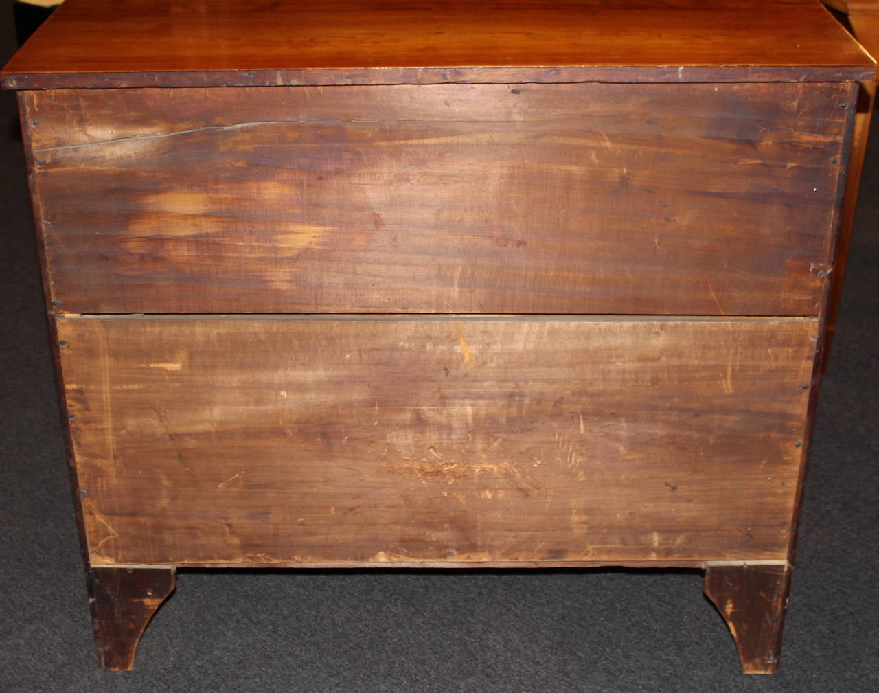 Federal Period Cherry Four Drawer Swell or Bow Front Chest with Signed Brasses 5