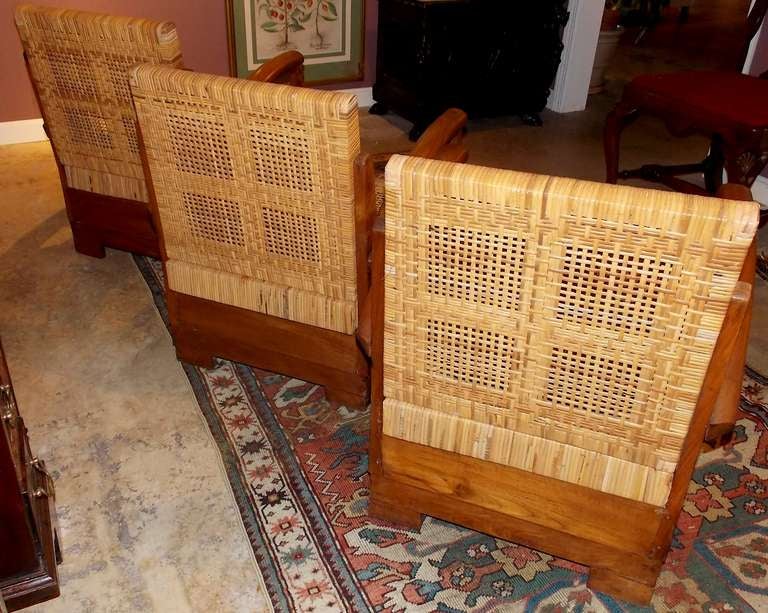 Carved Three 1930s, French Lounge Chairs, in the Style of Francis Jourdain