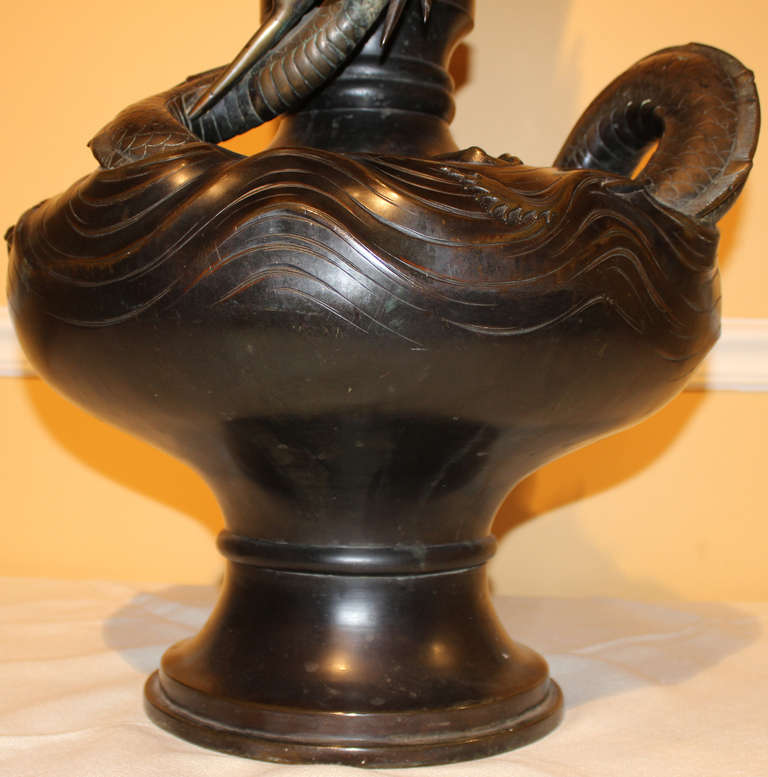 Meiji Japanese Bronze Dragon Vase, Circa 1900 In Excellent Condition In Milford, NH