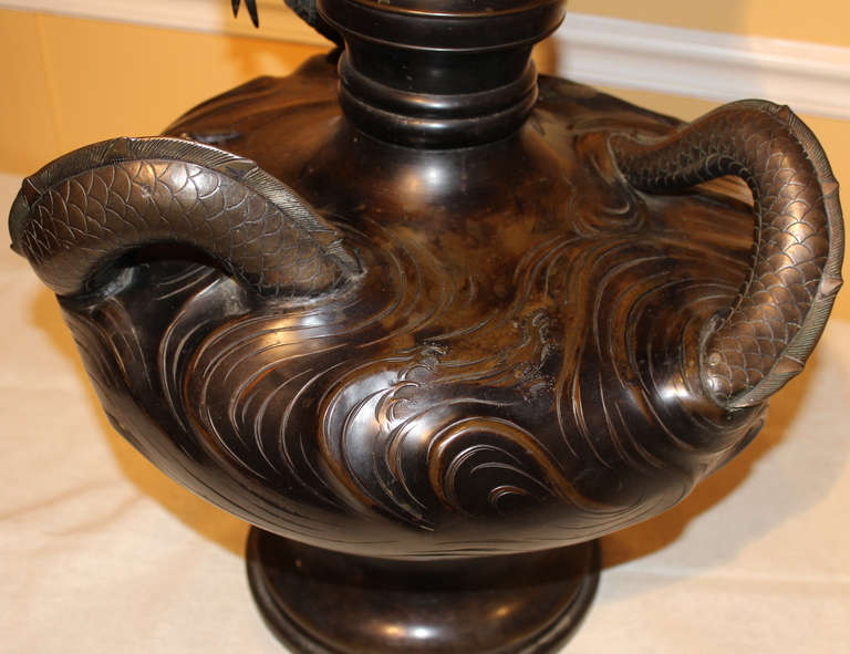 Meiji Japanese Bronze Dragon Vase, Circa 1900 1