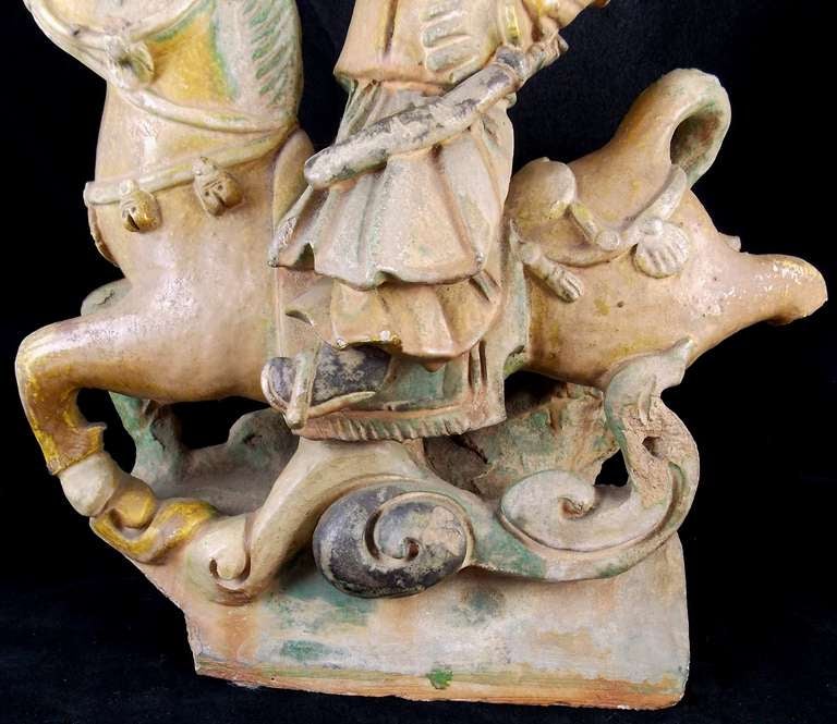 Ming Ridge Tile Fragment of Mongol Warrior Prince at 1stDibs