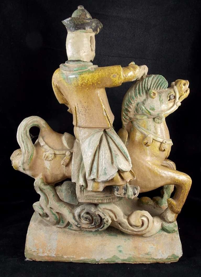 Ming Ridge Tile Fragment of Mongol Warrior Prince at 1stDibs