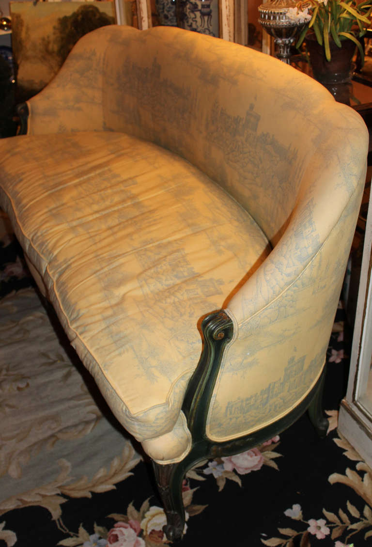 20th Century French Sofa with Toile Upholstery