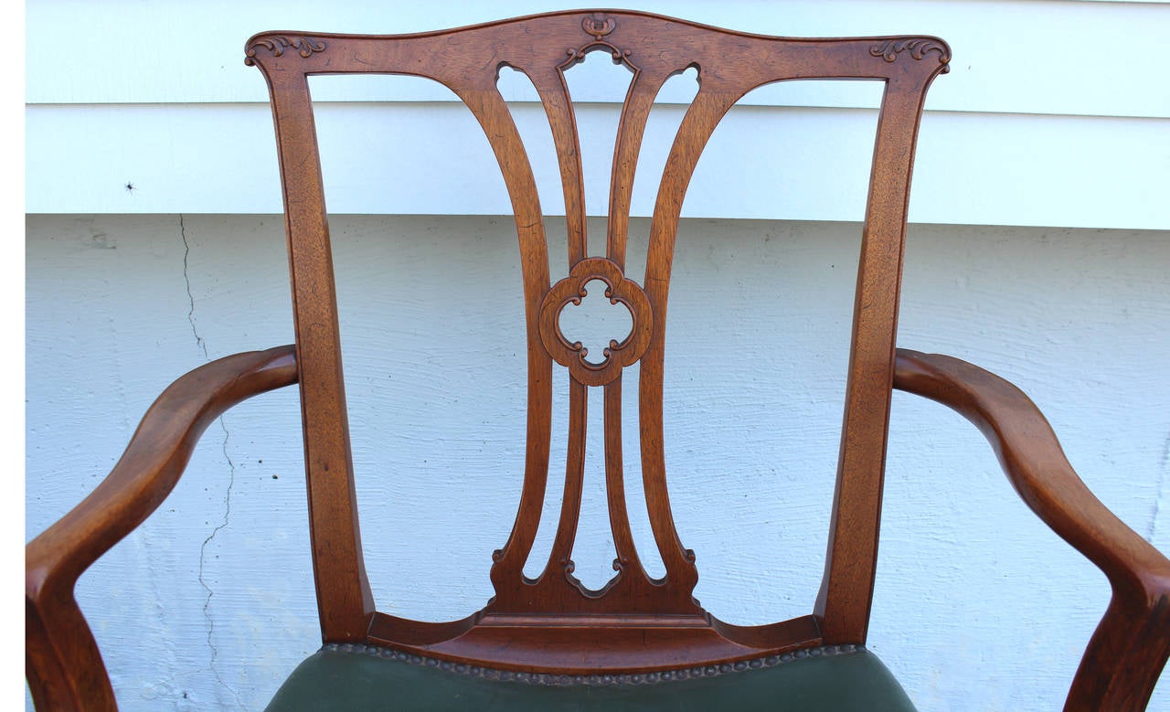 Carved Set of Eight Chippendale Style Mahogany Dining Chairs