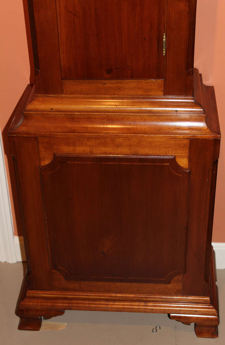 John Fisher Four Handed Tall Clock with Moon Phase Dial c. 1790 Yorktown, PA In Excellent Condition In Milford, NH
