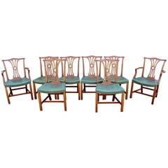 Antique Set of Eight Chippendale Style Mahogany Dining Chairs