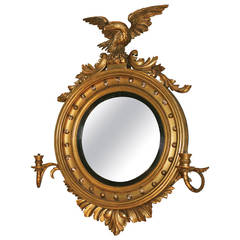 Antique Horace Greeley Giltwood Federal Girandole Mirror, Probably New York