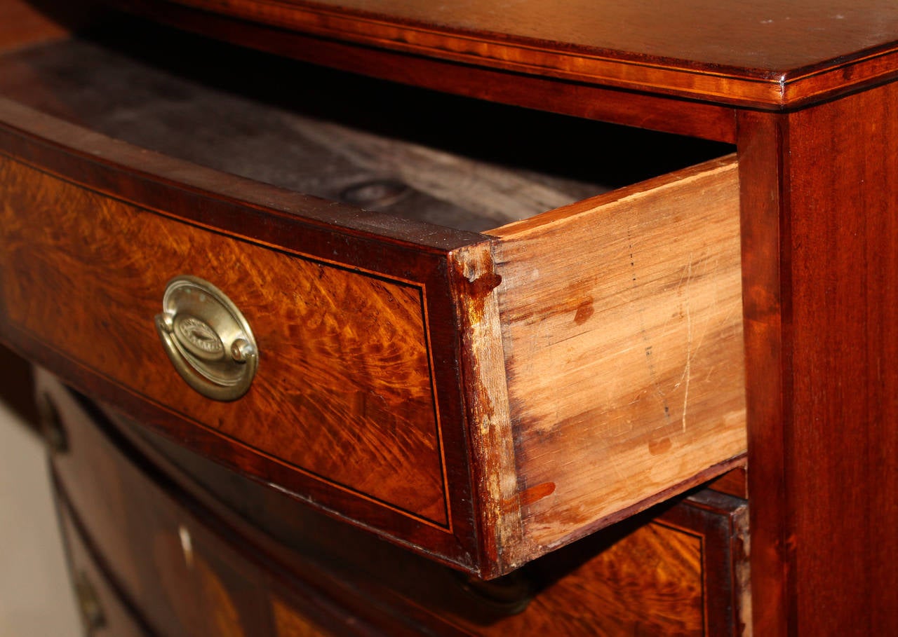 18th Century Federal Bow Front Chest with Flame Birch Veneers 2