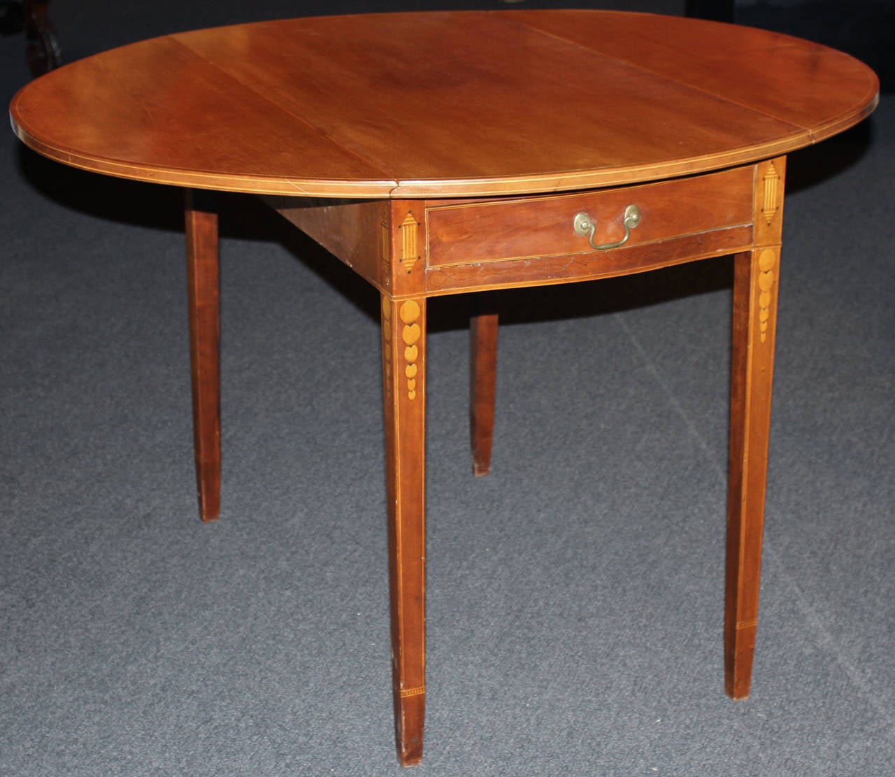 American Federal Period CT River Valley William Lloyd Cherry Pembroke Table with Inlay