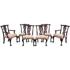 Set of Six Mahogany Chippendale Style Dining Chairs