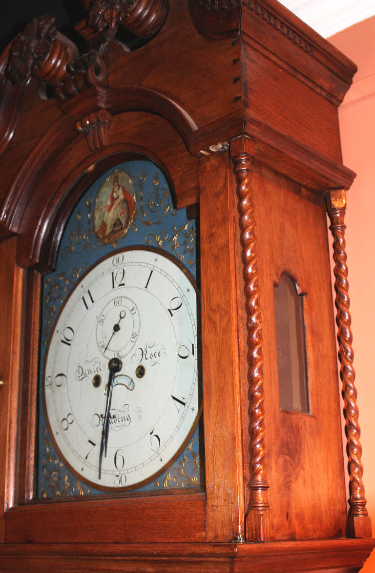 18th Century and Earlier Daniel Rose Walnut Case Tall Clock from Reading Pennsylvania  circa 1790