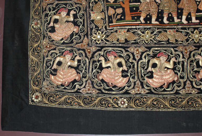 Early 20th Century Burmese Large Wall Tapestry 1