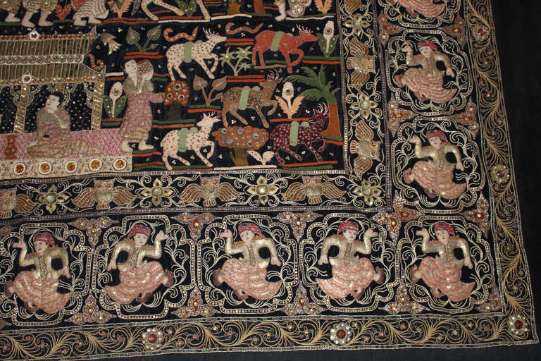 Early 20th Century Burmese Large Wall Tapestry 2