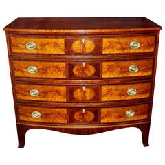 18th Century Federal Bow Front Chest with Flame Birch Veneers