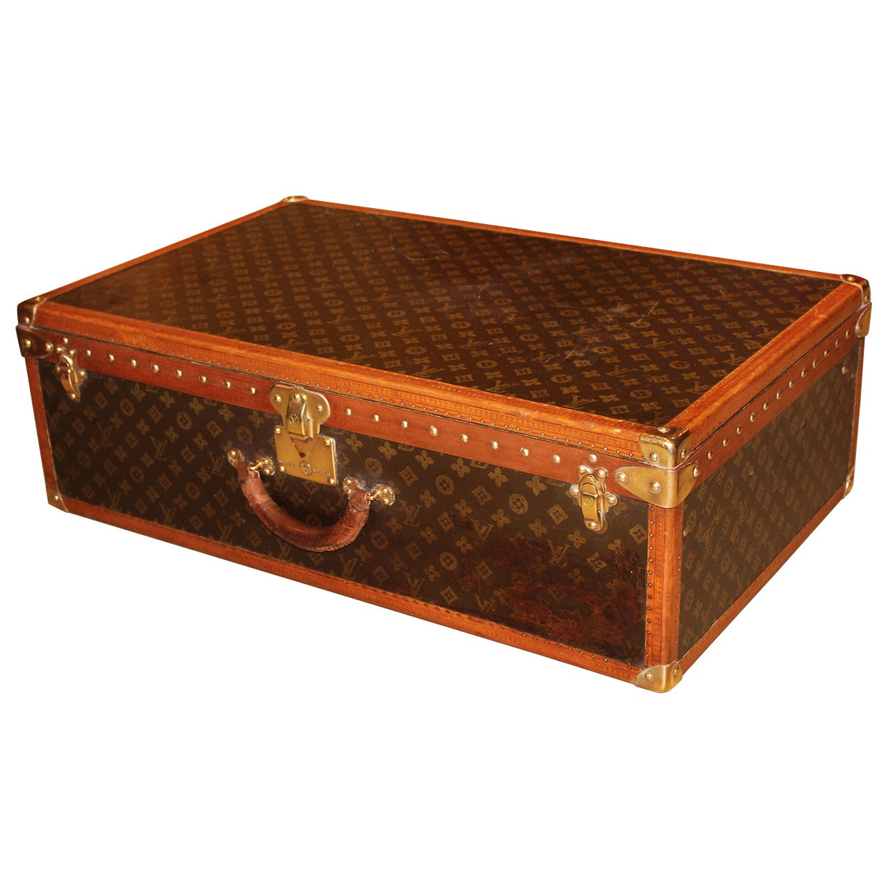 Louis Vuitton Hardside Luggage Suitcase with Interior Tray and Key, circa 1950s