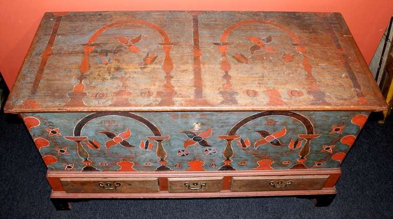 Early 19th Century Berks County, Pennsylvania Painted Dower Chest 2