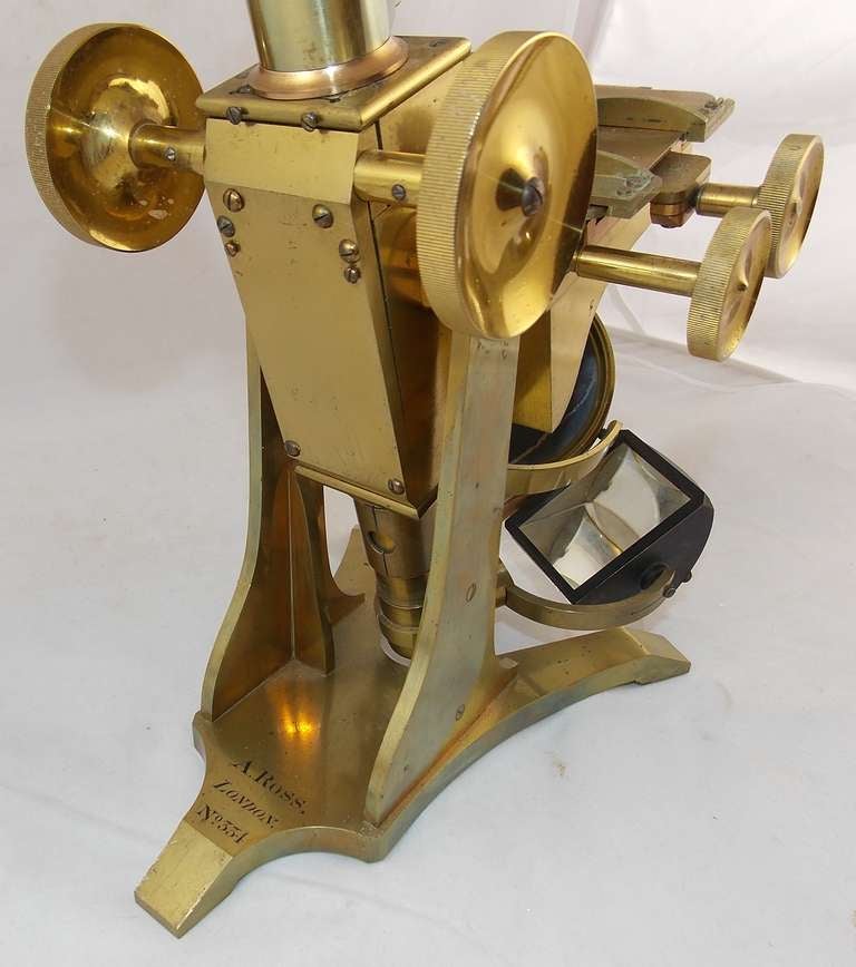 19th Century 19th c. Andrew Ross Brass Microscope No. 334, London