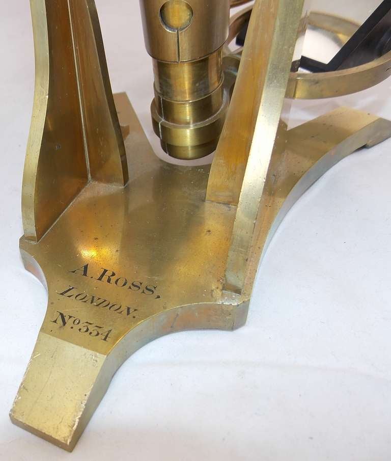 19th c. Andrew Ross Brass Microscope No. 334, London 1