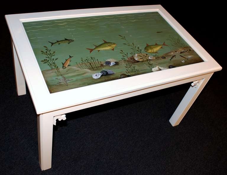 Martha Cahoon Oil Painting Inset Custom-Made Table