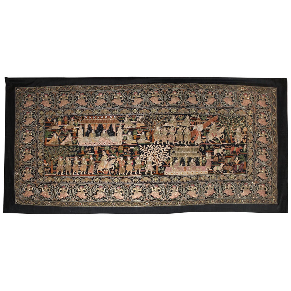 Early 20th Century Burmese Large Wall Tapestry