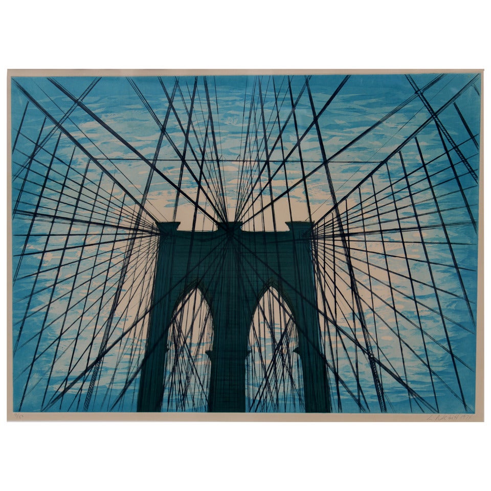 Lowell Blair Nesbitt Print Brooklyn Bridge, NYC, 1974 9/50