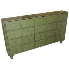 19th Century Twenty Drawer Apothecary Chest in Green Polychrome Paint