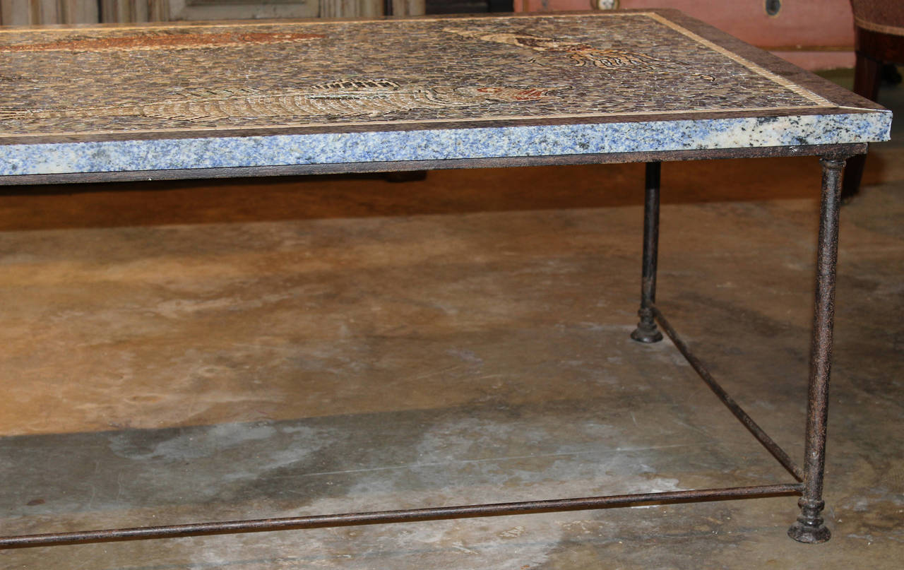 Large Lapis and Stone Mosaic Coffee Table with Ocean Motif 3