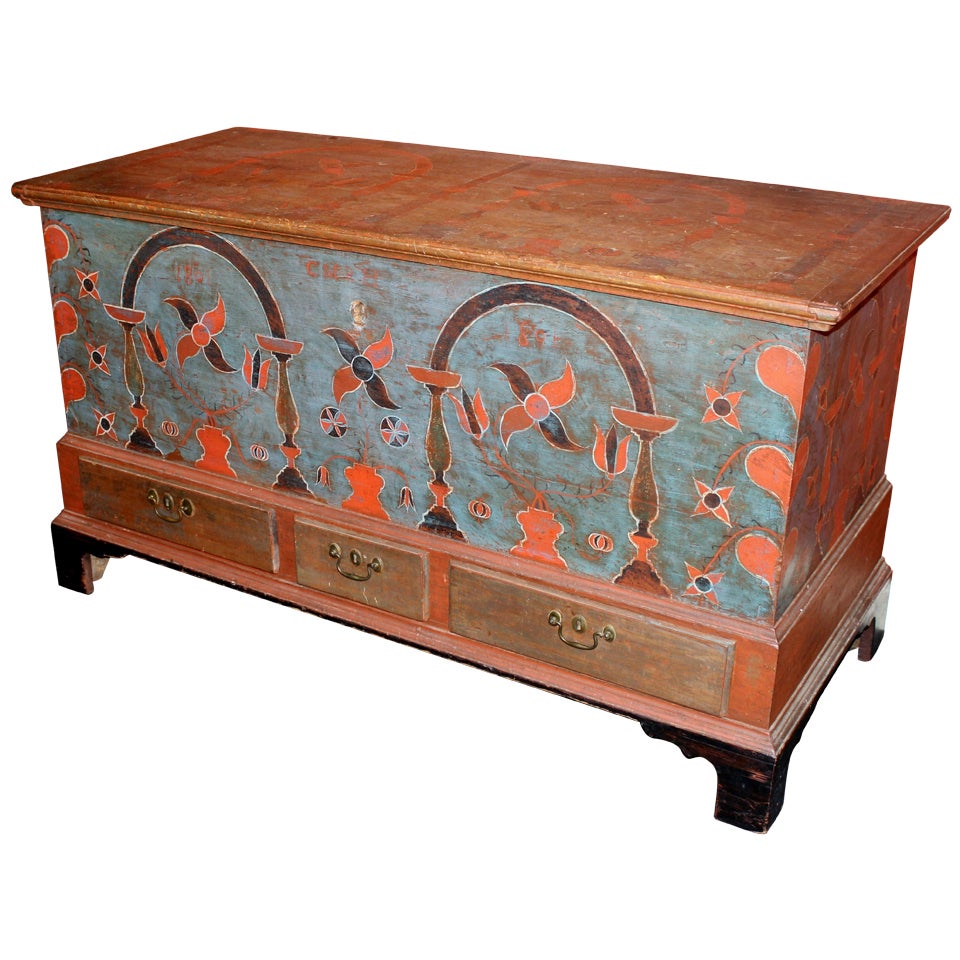 Early 19th Century Berks County, Pennsylvania Painted Dower Chest
